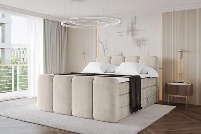 Produktbild von ALTDECOR Boxspringbett mit Fußteil - NINA-Z KING - 140x200 Beige Casablanca- Komplett-Set mit H3 und H4 Matratzen und Topper, Polsterbett mit Bettkästen, Lattenrost, Bett mit Stauraum, Doppelbett, Boxbett