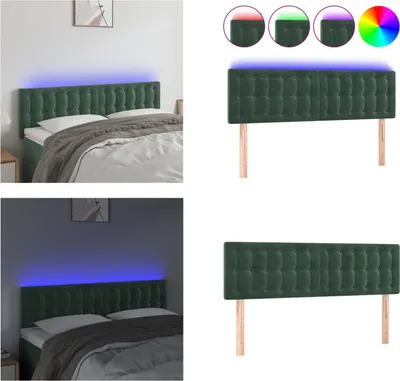 Produktbild von vidaXL LED Kopfteil Dunkelgrün 144x5x78/88 cm Samt - LED Kopfteil - LED Kopfteile - Kopfteil - Bett-Kopfteil