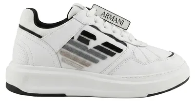 Obrázek produktu pro Tenisky na platformě, dámské, značka Emporio Armani, bílé a černé, se šňůrkami