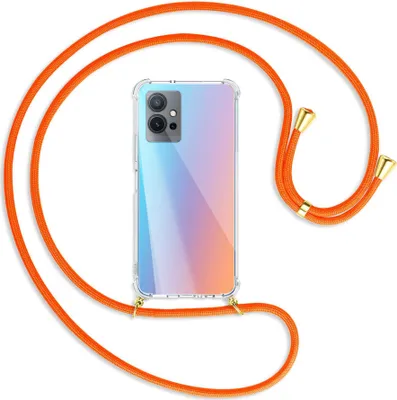 Produktbild von Handykette Backcover-Schutzhülle mit Band (Metall goldfarben) für vivo Y55 5G, vivo Y75 5G - neonorange