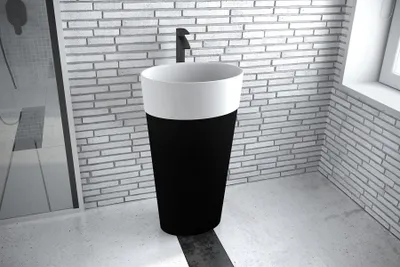Produktbild von Design Freistehender Waschtisch Acryl Waschschale Mit Säule Aufsatzwaschbecken