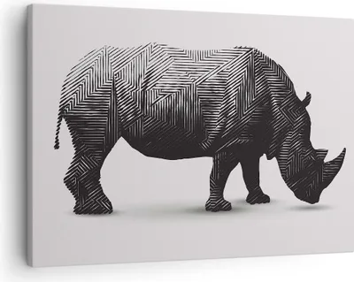 Produktbild von Bild auf Leinwand - Leinwandbild - Nashorn Tier Afrika Safari - 70x50cm - Wand Bild - Wanddeko - Leinwanddruck - Bilder - Kunstdruck - Wanddekoration - Leinwand bilder - Wandkunst - AA70x50-2935