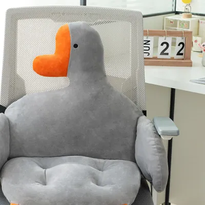 Image de Coussin de bureau, doux et confortable, avec sangle intégrée, en forme d'oie. Coussin d'intérieur, idéal pour les étudiants et les adultes. Couleur : gris. Dimensions : 80 x 40 cm (31,5 x 15,7 pouces)