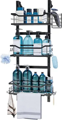 Produktbild von Famanu Duschregal Wandmontage - Hängendes Duschregal ohne Bohren - Metall 3 Ebenen