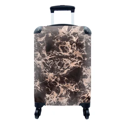 Produktbild von MuchoWow® Koffer Handgepäck Trolley Rollkoffer Kleine Reisekoffer mit 4 Rollen - Marmor - Schwarz - Gold - Cabin Size < 55x40x23 cm & 55x40x20 cm - Fotokoffer - Kabinenkoffer - Boardgepäck - Reise-Box - Reisekoffer - Reisegepäck - Koffer mit Bild - Trolley für Kinder