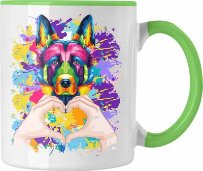 Produktbild von Trendation - Schäferhund Besitzer Farbe Love Tasse Geschenk Lustiger Spruch Geschenkidee Schäferhund Besitzerin (Grün)