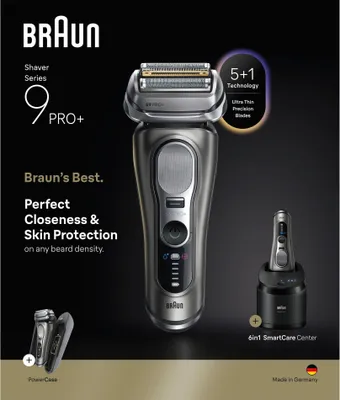 Immagine prodotto di Braun Series 9 Pro+ 9675cc, Rasoio, Grigio, Argento, Acciaio inossidabile, Pulsanti, LED, Alimentazione CA / batteria
