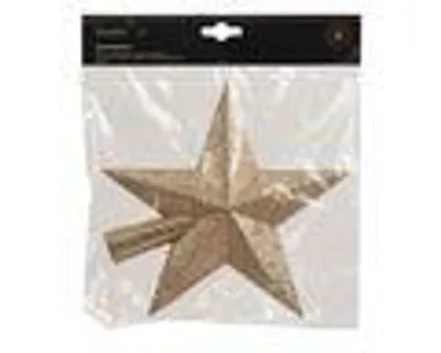 Productafbeelding van Kerstboomtop ster met glitter, 19 cm, kunststof - caramelbruin