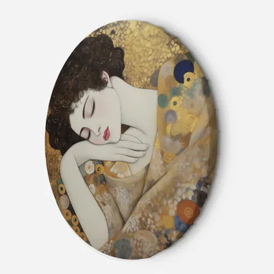 Produktbild von Leinwandbild rund Weibliches Gesicht – G. Klimt 40x40 Feeby Orange bild für die wand bereit zum aufhängen