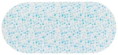 Productafbeelding van TENDANCE douchemat, badmat 45 x 100 cm, badtapijt, badtextiel, blauw-wit, mozaïekpatroon