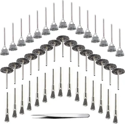 Produktbild von 45-tlg. Drahtbürsten Set für Bohrmaschine, Edelstahl Pinselbürste, Polieren, Schleifen, Reinigen