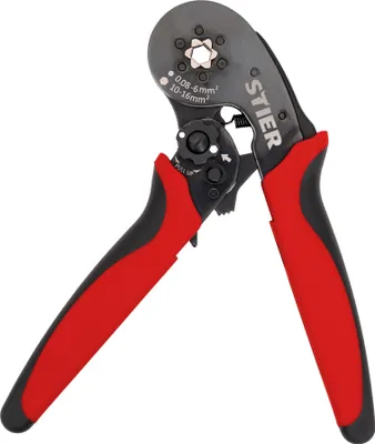 Produktbild von STIER Crimpzange für Aderendhülsen, 16 mm², Sechskant-Pressung, ergonomischer Griff, 420g