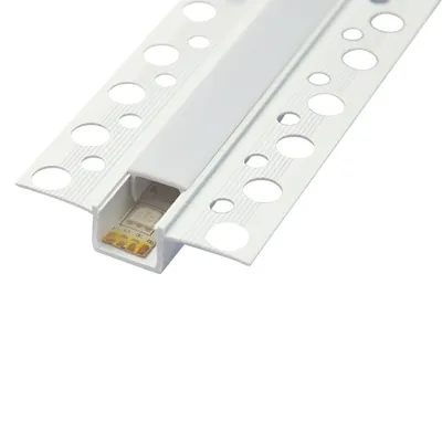 Produktbild von MasterLED LED Trockenbauprofil 2m PVC Weiß Einbauprofil für Gipskartonplatten Inkl. Abdeckung Opal für 12mm LED Streifen 50x12mm