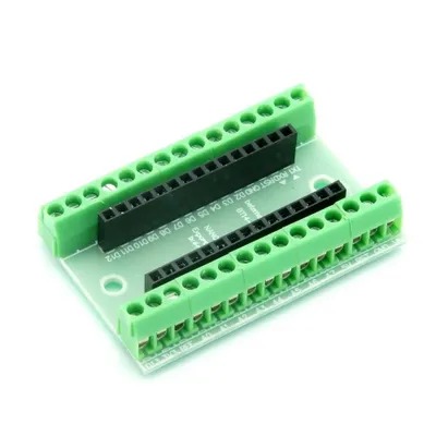 Produktbild von Breakout Shield für Arduino Nano mit Schraubklemmen und Dupont-Headern fertig montiert