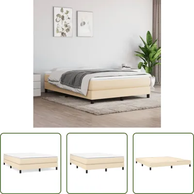 Produktbild von The Living Store Boxspringbett mit Matratze Creme 160x200 cm Stoff
