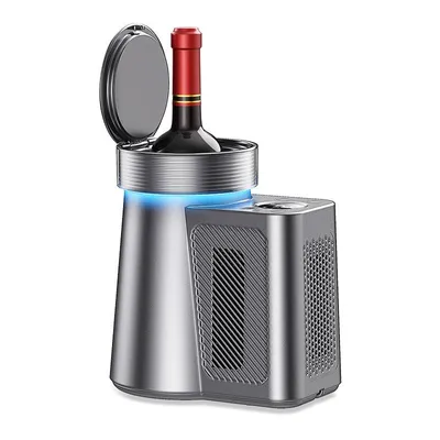 Produktbild von Zimilo Elektrischer Tisch-Weinkühler, 2–20°C Flaschenkühler, für 750ml Flaschen, Weinkühler mit LED-Display, DC 12V, Halbleiterkühlung, Grau