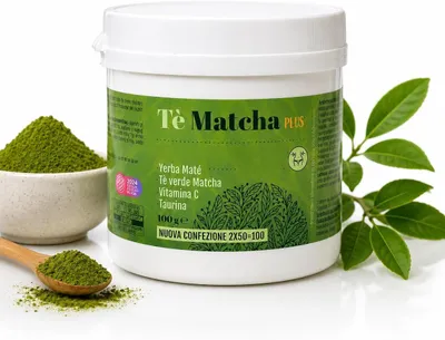Immagine prodotto di Tè Matcha Plus – Integratore Alimentare in Polvere con Matcha, Yerba Mate e Vitamina C – 100 g