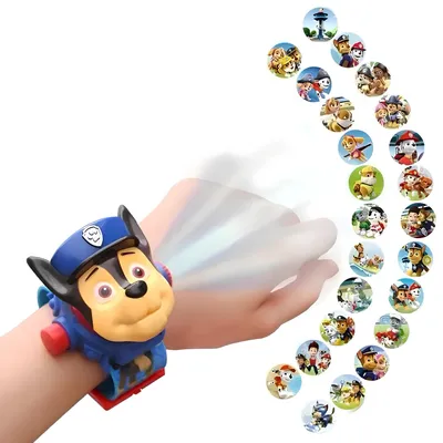 Productafbeelding van 3D-horloge met projector Paw Patrol Chase kinderhorloge met projectiefunctie van het personage uit de tekenfilm.