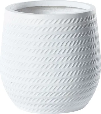 Produktbild von BELIANI Blumentopf Cremeweiß Lehm und Glasfaser Rund ⌀ 27 cm Niedrig Seiloptik Verwaschen mit Loch Modern für Outdoor Garten Balkon Terrasse Indoor