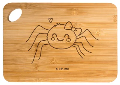 Produktbild von Mr. & Mrs. Panda schneidbrett Spinne Agathe Freude - Transparent - Geschenk, Holzbrettchen, Beliebte, Holzbrett, Brett, holzschneidebrett, Frühstücksbrettchen, Viral