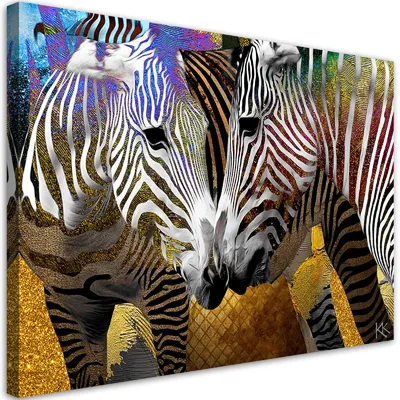 Produktbild von Leinwandbild Zebras Abstraktion Tiere 90x60 Feeby Schwarz-Weiß bild für die wand bereit zum aufhängen