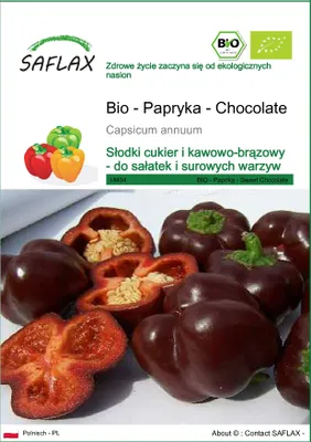 Zdjęcie produktu dla SAFLAX - Bio - Papryka - Chocolate - 10 Nasiona - Capsicum annuum