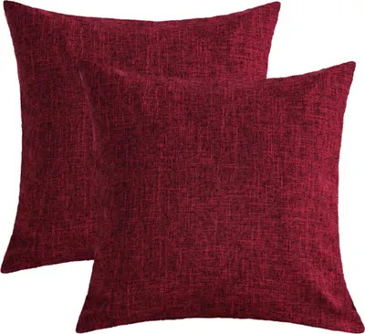 Produktbild von Set mit 2 einfarbigen Lendenkissenbezügen aus rustikalem Leinen, dekorative Kissenbezüge für Sofa und Couch
