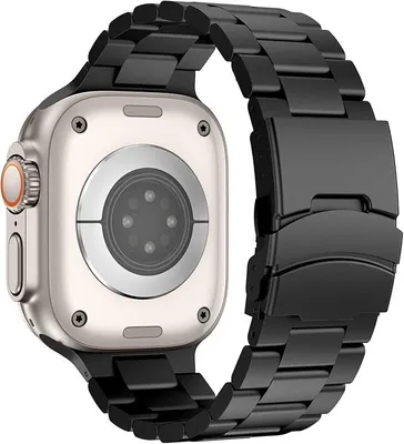 Produktbild von Verstellbares Titan-Armband von FFO2World – passend für Apple Watch 42/44/45/46/49 mm, Serie 1–11 & SE 1–3 – Titanarmband, Schwarz