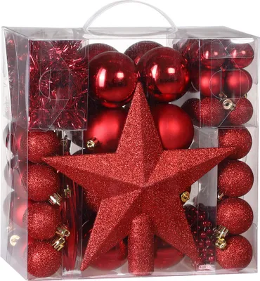 Immagine prodotto di DEUBA® Palline per Albero di Natale Set 77pz con Puntale Lucide Opache Ø 3/5/7 cm Decorazioni Addobbi Natalizi
