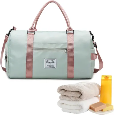 Image de Sac de sport vert et rose, imperméable, avec compartiment à chaussures et compartiment pour les vêtements mouillés, idéal pour la salle de sport
