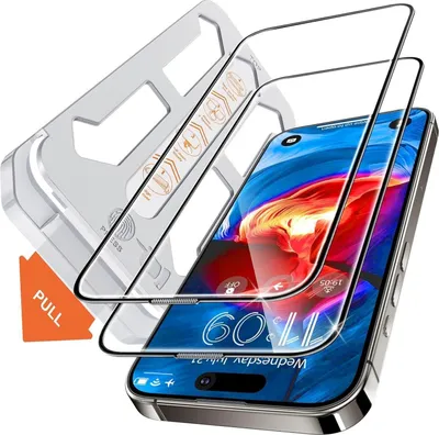 Zdjęcie produktu dla Tentoki szkło pancerne na cały ekran iPhone 15/14 Pro/16 szkło ochronne 6,1 cala 2szt