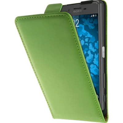 Produktbild von PhoneNatic Kunst-Lederhülle kompatibel mit Sony Xperia X - Flip-Case grün + 2 Schutzfolien