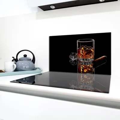 Obrázok produktu pre Sklenený ochranný kryt na varnú dosku 90x52 Whisky