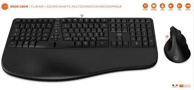 Image de Ensemble Clavier Souris sans Fil Ergonomique MOBILITY LAB C30W, 2.4 GHz, Dongle USB, Touches Silencieuses, Noir