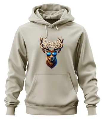 Produktbild von Servus Hirsch Geweih Berge Sonnenbrille Bayern Lederhose Hoodie Kapuzenpullover, Natur, XL