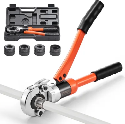 Immagine prodotto di Pinze idrauliche a crimpare VEVOR, pinze a crimpare per tubi in plastica PEX e alluminio con ganasce TH16, TH20, TH26 e TH32 e custodia per il trasporto, set di utensili a crimpare per riparazioni e installazioni idrauliche