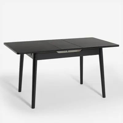 Produktbild von Ausziehbarer Holztisch 110-140x75cm Küche, Glas Weiß Schwarz Pixam - Schwarz