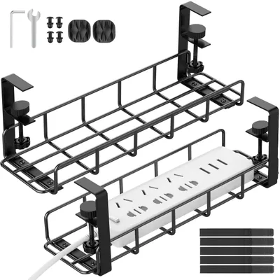 Imagen del producto de Bandeja para la gestión de cables debajo del escritorio, para un espacio de trabajo organizado