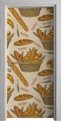 Produktbild von Tür Selbstklebende 90x210 cm Türfolie Türtapete Klebefolie -  Bäckerei frisches Brot