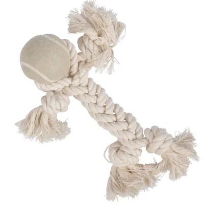 Zdjęcie produktu dla Zabawka dla psa, sznurek z węzłami i piłką, 25 cm