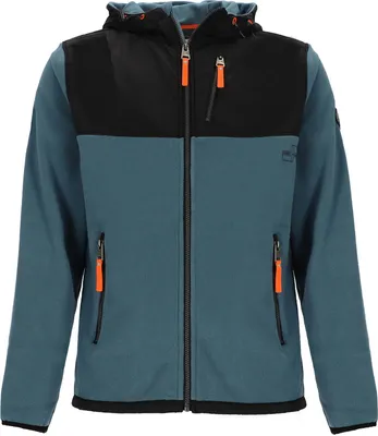 Produktbild von Coastguard Herren Fleecejacke mit angeschnittener Kapuze - Jacke im modernen Materialmix in Petrol-Schwarz Größe L