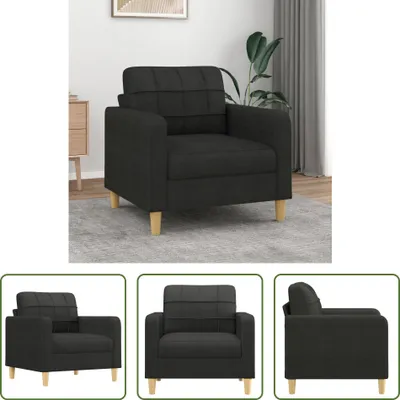 Obrázek produktu pro The Living Store Černá pohovka s křeslem 60 cm látka