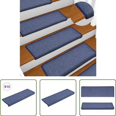 Immagine prodotto di The Living Store Tappeto per scale 15 pz. 65x21x4 cm Blu
