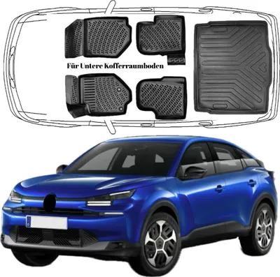 Produktbild von 3D Auto Fußmatten & Untere Kofferraumwanne Set Kompatibel mit CITROËN C4 3.Gen ab 2020