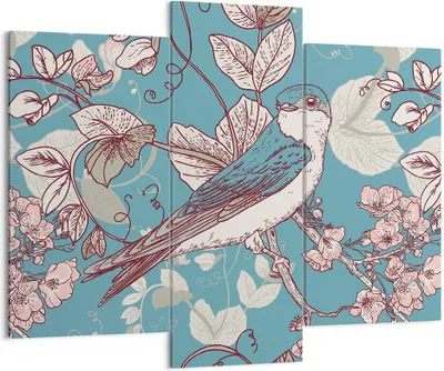 Produktbild von Bild auf Leinwand - Leinwandbild - Vogel Baum modern - 130x100cm - Wand Bild - Wanddeko - Leinwanddruck - Bilder - Kunstdruck - Wanddekoration - Leinwand bilder - Wandkunst - CB130x100-3585