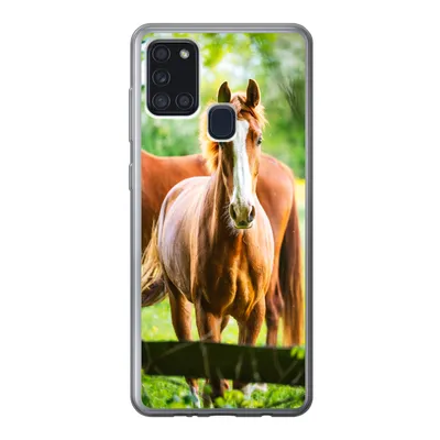 Produktbild von MuchoWow® Handyhülle Schutzhülle Hülle für Samsung Galaxy A21s Pferde - Licht - Wiese Silikon Softcase Handy Hülle - Hartschale