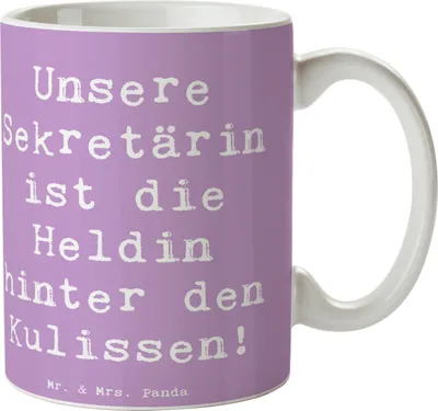 Produktbild von Mr. & Mrs. Panda Tasse Spruch Sekretärin Heldin - Lavendeltraum - Geschenk, harte Arbeit, Bürohelfer Danke, Anerkennung, Kaffeetasse, Büroheldin, sagen, Büroangestellte