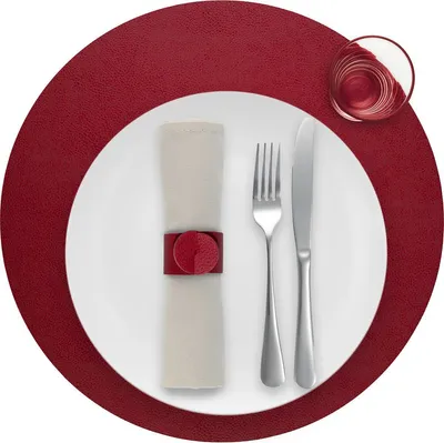 Produktbild von Platzdeckchen Skinnatur "Salsa" - Platzsets - Tischset - Rund - Recyceltes Leder - Rot - 38cm - 1 Stück