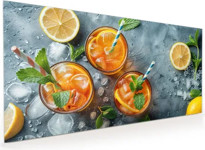 Produktbild von Küchenrückwand Spritzschutz Glas mit Motiv Sommerlicher Drink 40 x 40 cm