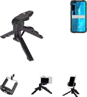 Produktbild von K-S-Trade Stativ Tisch-Ständer Dreibein Handy-Stativ Ständer kompatibel mit Cubot KingKong 7 Mini-Stativ Smartphone Tripod Handy-Stativ aus Plastik